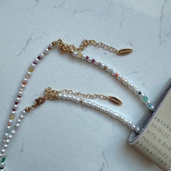 Pearl Beaded Bubble Letter Lowercase Monogram Necklaces, Set of 2 - S - NWT - Picture 5 of 6